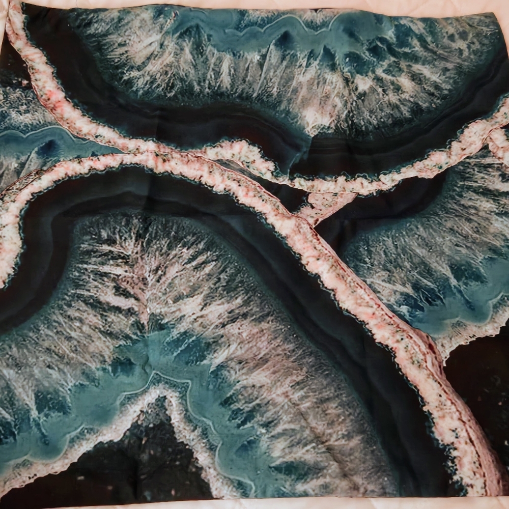 Crystal Geode Pillow Case About 17in X 17in NEW Green Blue